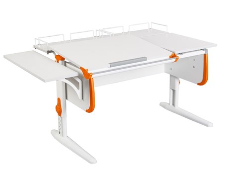 Растущий стол 1/75-40 (СУТ.25) + Polka_z 1/600 (2 шт.) + Polka_b 1/550 белый/белый/ Оранжевый в Липецке - изображение