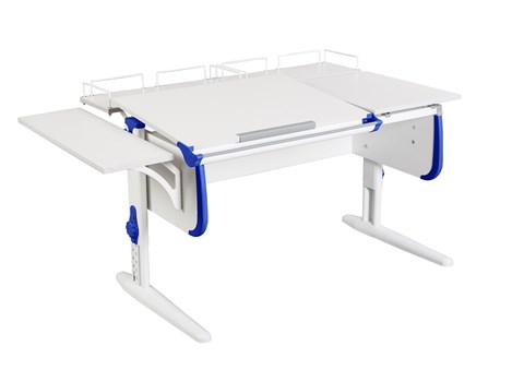 Детский стол-трансформер 1/75-40 (СУТ.25) + Polka_z 1/600 (2 шт.) + Polka_b 1/550 белый/белый/Синий в Сыктывкаре - изображение