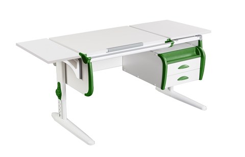 Детский стол-трансформер 1/75-40 (СУТ.25) + Polka_b 1/550 + Tumba 3 белый/белый/Зеленый в Якутске - изображение