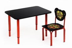 Растущий стол Кузя (Черный с росписью, красный) в Улан-Удэ - предосмотр 1
