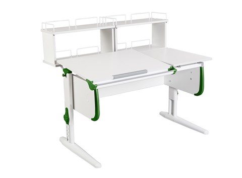 Детский стол-трансформер 1/75-40 (СУТ.25) + Polka_zz 1/600 (2 шт.)  белый/белый/Зеленый в Смоленске - изображение
