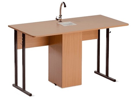 Детский стол 2-местный для кабинета химии Стандарт 5, Пластик Бук/Коричневый в Рязани - изображение