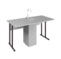 Детский стол 2-местный для кабинета химии Стандарт 5, Пластик Серый/Коричневый в Оренбурге