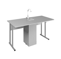 Детский стол 2-местный для кабинета химии Стандарт 6, Пластик Серый/Светло-серый в Самаре