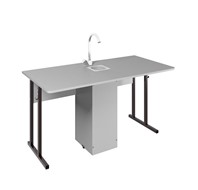 Детский стол 2-местный для кабинета химии Стандарт 7, Пластик Серый/Коричневый в Южно-Сахалинске