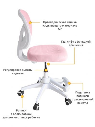 Детский растущий стул Ergokids Soft Air Lite Pink (Y-240 Lite KP) в Южно-Сахалинске - изображение 1