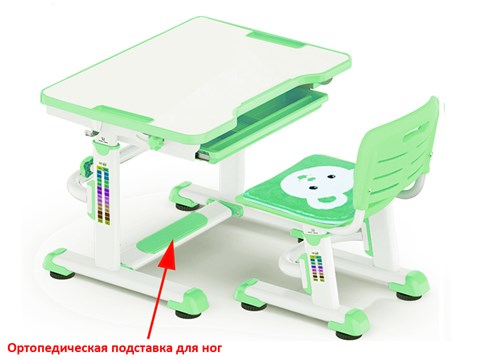 Парта растущая + стул Mealux BD-08 Teddy, green, зеленая в Улан-Удэ - изображение