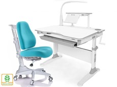 Растущая парта + стул Mealux EVO Evo-30 G (арт. Evo-30 G + Y-528 KBL)/(стол+полка+кресло+чехол+лампа)/белая столешница (дерево), цвет пластика серый в Перми