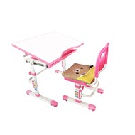 Растущий стол и стул с чехлом Rifforma Set - 10, Белый + Розовый в Рязани