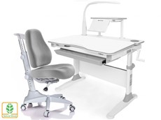 Растущая парта + стул Mealux EVO Evo-30 G (арт. Evo-30 G + Y-528 G) (дерево)/(стол+полка+кресло+чехол+лампа)/ белая столешница (дерево), цвет пластика серый в Липецке