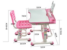 Парта растущая и стул Mealux EVO BD-04 Teddy New XL, WP, розовая в Смоленске - предосмотр 2
