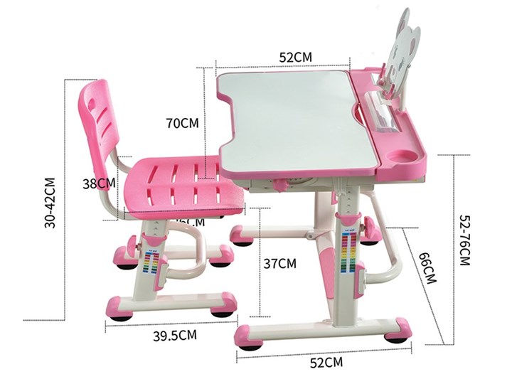 Парта растущая и стул Mealux EVO BD-04 Teddy New XL, WP, розовая в Чебоксарах - изображение 2