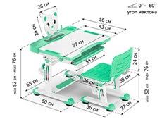 Растущая парта и стул Mealux EVO BD-04 Teddy New XL, green, зеленая в Сургуте - предосмотр 1