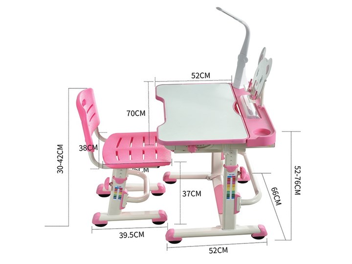 Стол растущий и стул Mealux EVO BD-04 Teddy New XL, с лампой, WP+Led, розовая в Екатеринбурге - изображение 2