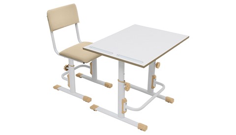 Растущий комплект мебели POLINI Kids Растущая парта-трансформер М1 и стул регулируемый L Белый-макиато в Липецке - изображение