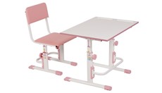 Комплект детской мебели POLINI Kids Растущая парта-трансформер М1 и стул регулируемый L Белый-розовый в Липецке