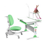 Детский стол-трансформер с креслом, лампой и полкой Rifforma Set - 30, Белый + Зеленый во Владимире