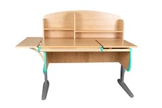Детский стол-трансформер 1/75-40 (СУТ.25) + Polka_b 1/550 + Polka_n 1/1200 бежевый/серый/аквамарин в Калуге