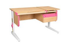 Детский стол-трансформер 1/75-40 (СУТ.25) + Tumba 1 Бежевый/Белый/Розовый в Кургане