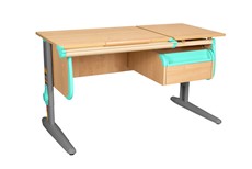 Детский стол-трансформер 1/75-40 (СУТ.25) + Tumba 1 Бежевый/Серый/Аквамарин в Кургане