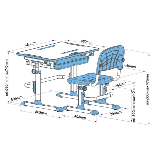 Растущий стол и стул Karo Blue в Смоленске - изображение 4