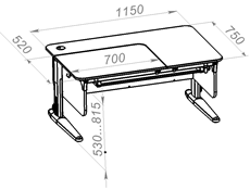 Растущий стол L/70-45 (СУТ 62) с лотком и навесной тумбой, белый/серый/серый в Нефтеюганске - предосмотр 1