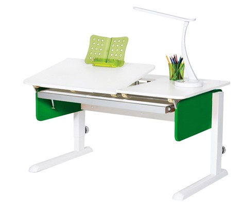 Детский стол-трансформер Лидер, цвет Белый/Белый/Зеленый в Вологде - изображение