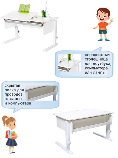 Детский стол-трансформер Лидер, цвет Белый/Белый/Зеленый в Волгограде - изображение 7