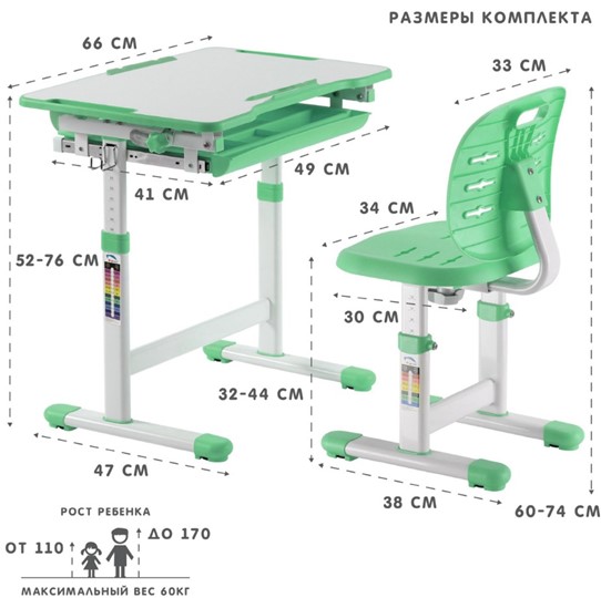 Детский стол-трансформер SET Holto-2 зеленый во Владивостоке - изображение 7