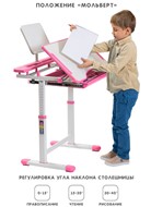 Растущая парта и растущий стул SET HOLTO-17А, розовый в Екатеринбурге - предосмотр 2
