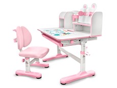 Растущая парта + стул Mealux EVO Panda XL pink BD-29 PN, столешница белая / пластик розовый в Курске