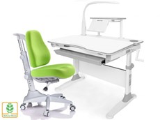 Растущая парта + стул Mealux EVO Evo-30 G (арт. Evo-30 G + Y-528 KZ) (дерево)/(стол+полка+кресло+чехол+лампа)/ белая столешница (дерево), цвет пластика серый в Ижевске