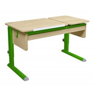 Детский стол-трансформер Твин-2 с выдвижным ящиком, цвет Береза/Зеленый в Самаре