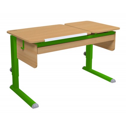 Растущий стол Твин-2 с выдвижным ящиком, цвет Бук/Зеленый в Кургане - изображение