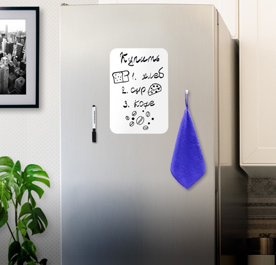 Доска магнитная на холодильник BRAUBERG, 30х21 см с маркером, магнитом и салфеткой в Белгороде - изображение 2